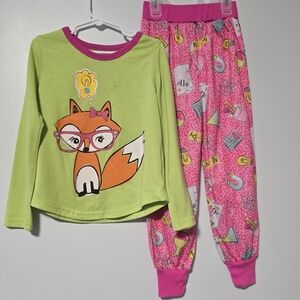 Komar Kids Girls' Big Long Sleeve 2 Piece Jersey Pajama Set, Smarty Fox S (6X)